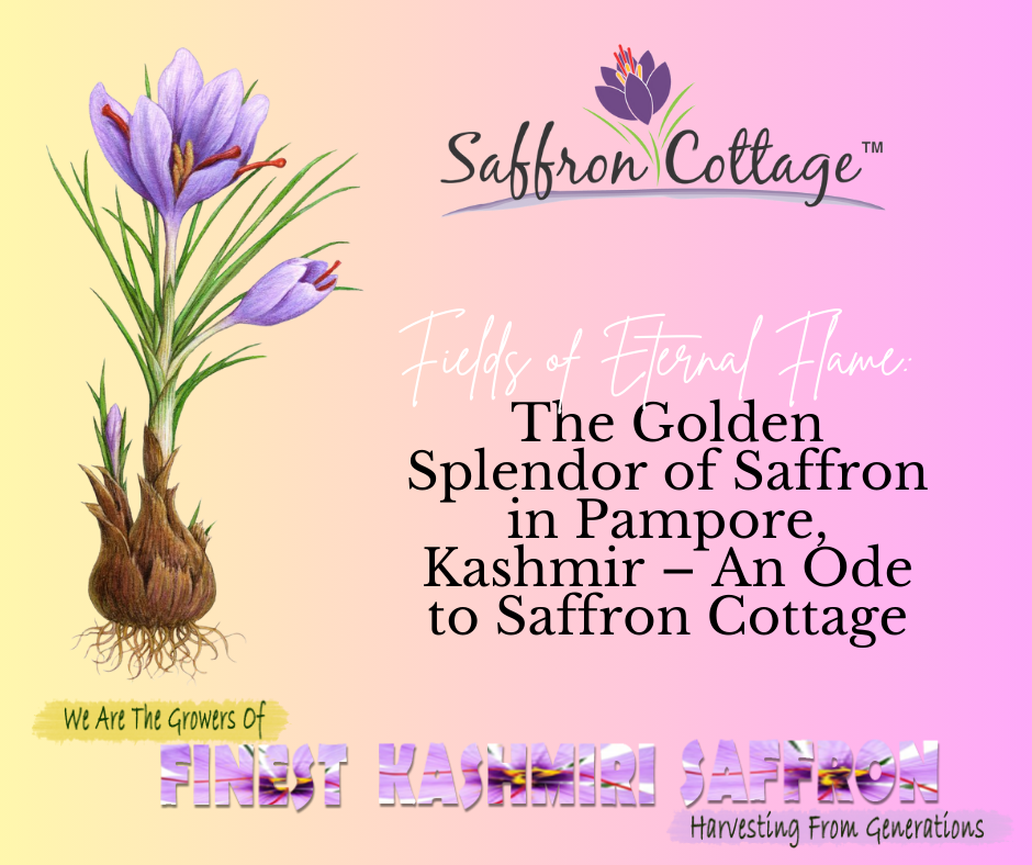 Fields of Eternal Flame: The Golden Splendor of Saffron in Pampore, Kashmir – An Ode to Saffron Cottage